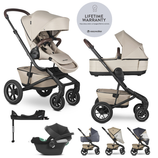 EASYWALKER Kočárek kombinovaný Jimmey Explore Pearl Taupe AIR + CYBEX Aton B2 i-Size + základna