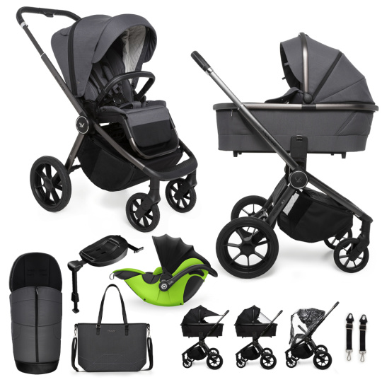 MUUVO Kočárek kombinovaný Quick SE 2 Diamond graphite set 2v1 + KIDDY Evoluna i-size 2 + základna