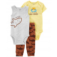 CARTER'S Set 3dílný tepláky, body kr. rukáv, body bez rukávů Brown Shark kluk 12m