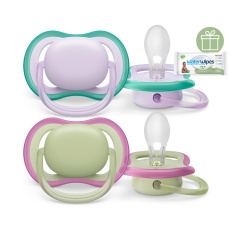 Philips AVENT Šidítko Ultra air neutral 0-6m dívka fialová, 2ks+WW Soapberry 60ks