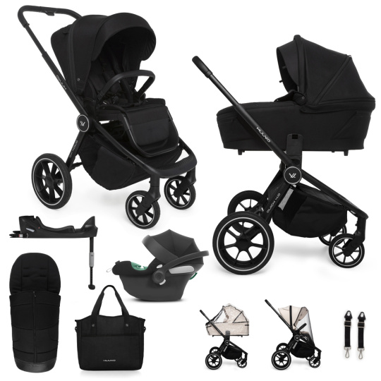 MUUVO Kočárek kombinovaný Quick 4.0 Classic black set 2v1 + CYBEX Aton B2 i-Size + základna