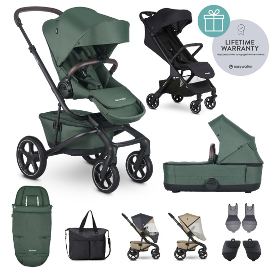 EASYWALKER Kočárek kombinovaný Jimmey Pine Green XXL RWS + Jackey Shadow Black