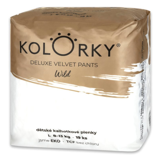 KOLORKY DELUXE VELVET PANTS Wild Kalhotky plenkové jednorázové eko L (8-13 kg) 19 ks