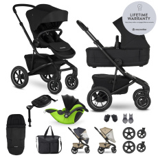 EASYWALKER Kočárek kombinovaný Jimmey Pepper Black XXL AIR + RWS + KIDDY Evoluna i-size 2 +základna