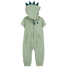 CARTER'S Overal na zip bez nožiček kr. rukáv Green Dino kluk 3m