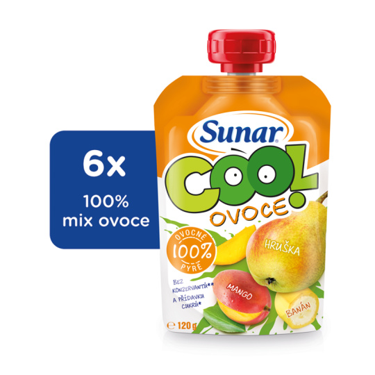 6x SUNAR Kapsička Cool ovoce hruška, banán, mango 120 g