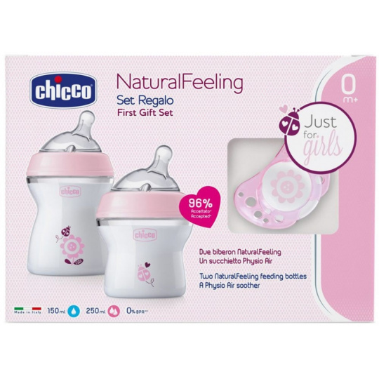 CHICCO Set dárkový Natural Feeling + Air dudlík - dívka