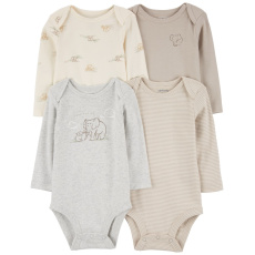 CARTER'S Body dlouhý rukáv Gray Elephant neutral 4ks 12m/vel. 80