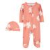 CARTER'S Set 2dílný overal, čepice Pink Floral holka MFL 3m/vel. 62