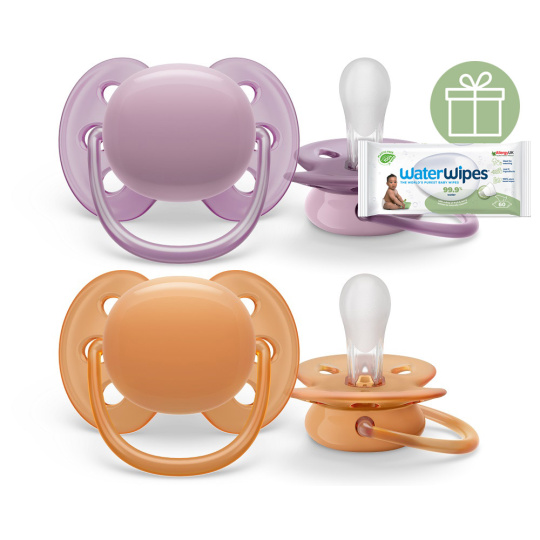 Philips AVENT Šidítko Ultrasoft Premium neutral 6-18m dívka, 2 ks+WW Soapberry 60ks