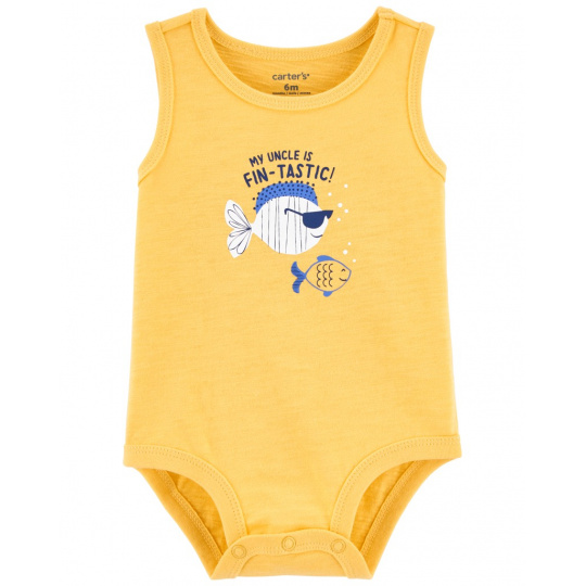 CARTER'S Body bez rukávů Yellow Fish kluk 24m