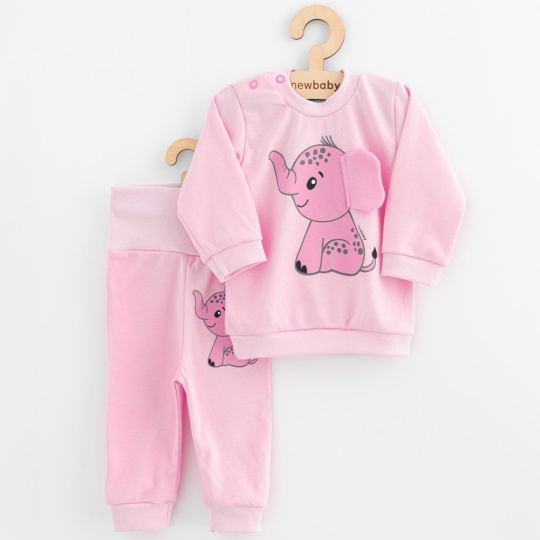 Kojenecká souprava tričko a tepláčky New Baby Happy Elephant pink