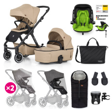 PETITE&MARS Kočárek kombinovaný ICON 2v1 Mocha Beige XXL AIR + KIDDY Evoluna i-size 2 + základna