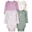 CARTER'S Body dlouhý rukáv Purple/Green Floral holka 4ks 3m/vel. 62