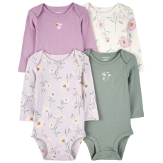 CARTER'S Body dlouhý rukáv Purple/Green Floral holka 4ks 3m/vel. 62