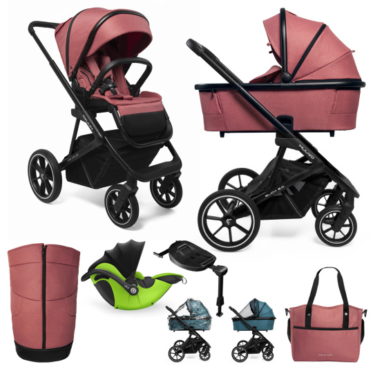 MUUVO Kočárek kombinovaný Slick 2.0 set 2v1 Pure pink + KIDDY Evoluna i-size 2 + základna