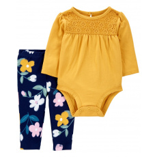 CARTER'S Set 2dílný legíny, body dl. rukáv Yellow Flowers dívka 3m