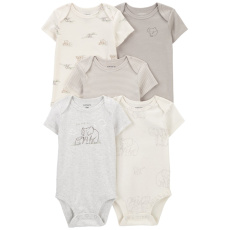 CARTER'S Body krátký rukáv Gray/Cream Elephant neutral 5ks 9m/vel. 74