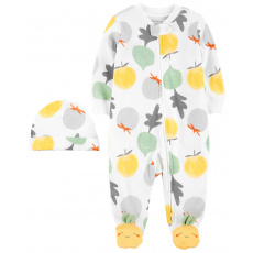 CARTER'S Set 2dílný overal na zip Sleep&Plays, čepice Veggies neutrál LBB PRE, vel. 46