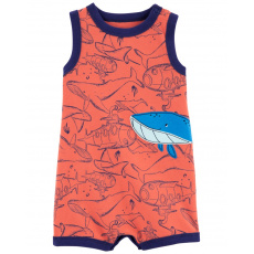 CARTER'S Overal letní Orange Whale kluk 3m