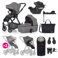 PETITE&MARS Kočárek kombinovaný ICON 2v1 Dove Grey XXL RWS + CYBEX Aton B2 i-Size + základna