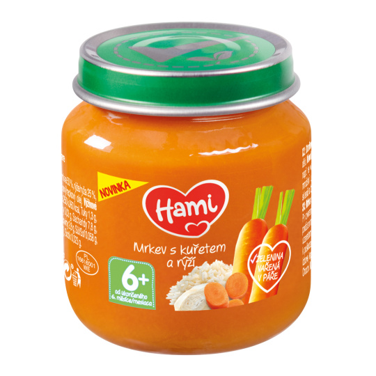 HAMI Příkrm masozeleninový Mrkev s kuřetem a rýží 125g, 6+