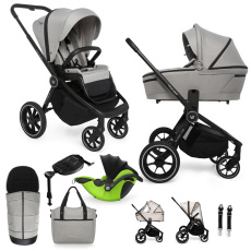 MUUVO Kočárek kombinovaný Quick 4.0 Steel grey set 2v1 + KIDDY Evoluna i-size 2 + základna