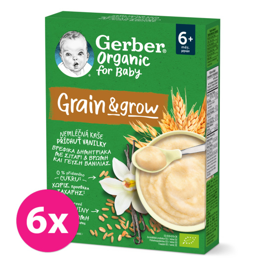 6x GERBER Organic Kaše nemléčná s příchutí vanilky 200 g​