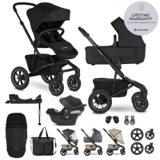 EASYWALKER Kočárek kombinovaný Jimmey Pepper Black XXL AIR + RWS + CYBEX Aton B2 i-Size +základna