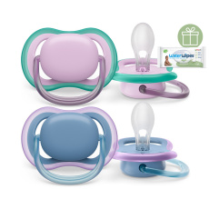 Philips AVENT Šidítko Ultra air neutral 6-18m dívka modrá, 2ks+WW Soapberry 60ks