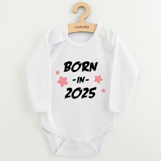 Dětské body s potiskem New Baby BORN IN 2025 pink