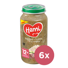 6x HAMI Příkrm masozeleninový Brokolice s hovězím, rýží a cuketou 250g, 12+