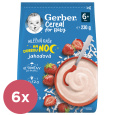 6x GERBER Kaše mléčná cereal jahodová Dobrou noc 230 g