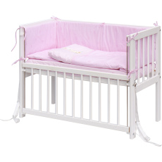 Scarlett Dětská postýlka Baby Scarlett bílá s kompletní výbavou - Méďa růžová - 90 x 41 cm