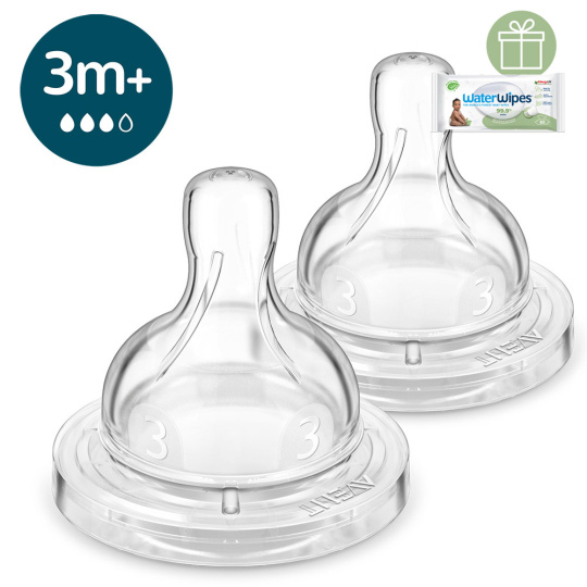 Philips AVENT Dudlík na láhev Anti-colic střední průtok 3m+, 2 ks+WW Soapberry 60ks