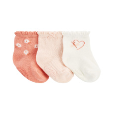 CARTER'S Ponožky Pink Flower holka LBB 3 ks 12-24m