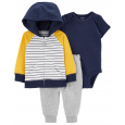 CARTER'S Set 3dílný mikina, tepláky, body kr. rukáv YellowNavy chlapec 6m