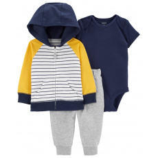 CARTER'S Set 3dílný mikina, tepláky, body kr. rukáv YellowNavy chlapec 6m