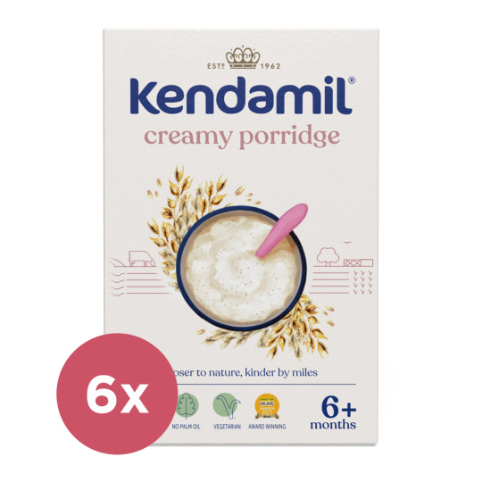 6x KENDAMIL Kaše mléčná krémová ovesná (150 g), 6m+