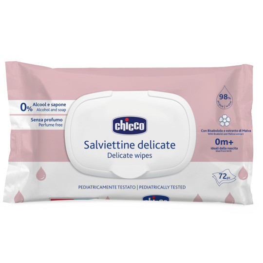 CHICCO Dětské vlhčené ubrousky Delicate s heřmánkem 72 ks