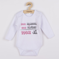 Body s potiskem New Baby 50% MAMINKA + 50% TATÍNEK - 100% JÁ růžové